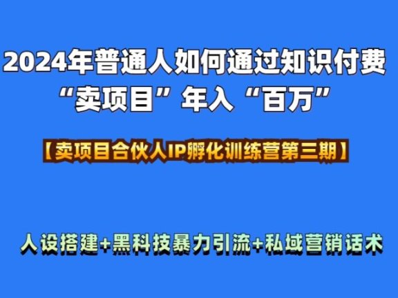 2024年普通人如何通过知识付费“卖项目”年入“百万”人设搭建-黑科技暴力引流-全流程